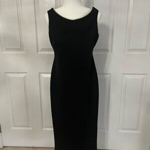Calvin Klein Crepe Pearl Neckline Sleeveless Dress
